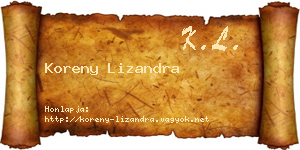 Koreny Lizandra névjegykártya